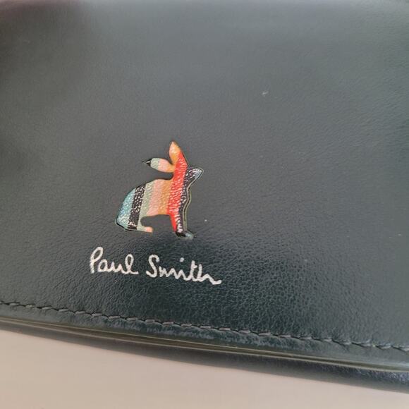 Paul Smith Rabbit Leather Unisex Wallet Card Bill Designer Compact Small Green - Picture 10 of 12